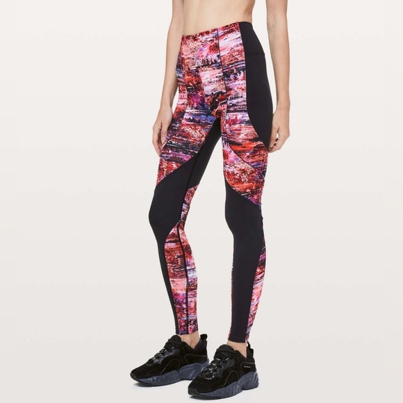 Lululemon | Sweat & Repeat Tight 28 Leggings | Black / Dahliascape Multi - Picture 2 of 8
